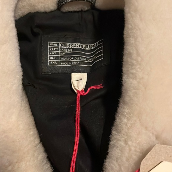 NWT Current/Elliott The Shearling Leather Biker Black Jacket Sz 1 - Picture 8 of 11